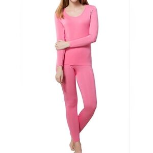 Ultra-Soft Thermal Underwear Set, Pink, Women's S, Base Layers, Fleece LIKE NEW